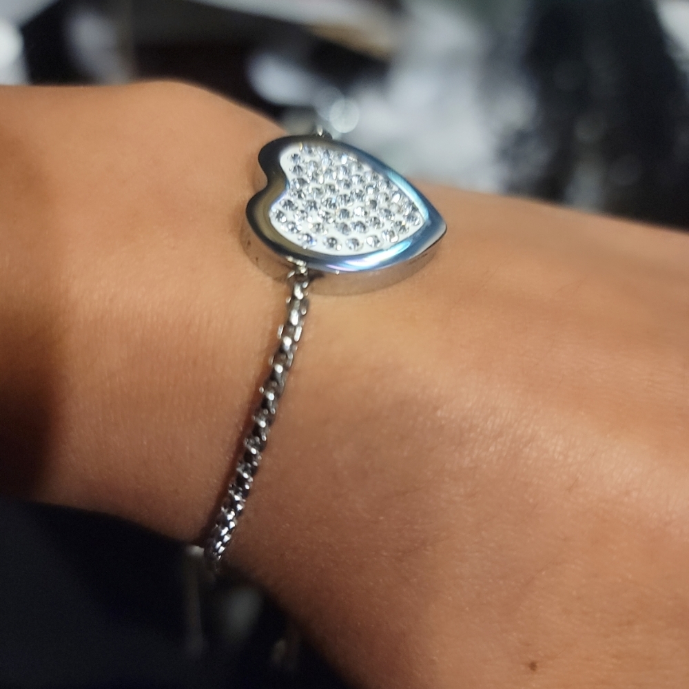 Stainless Steel Heart Charm Bracelet - Picture 3 of 4